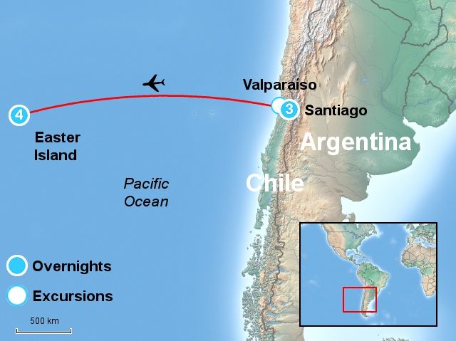 map santiago and easter island